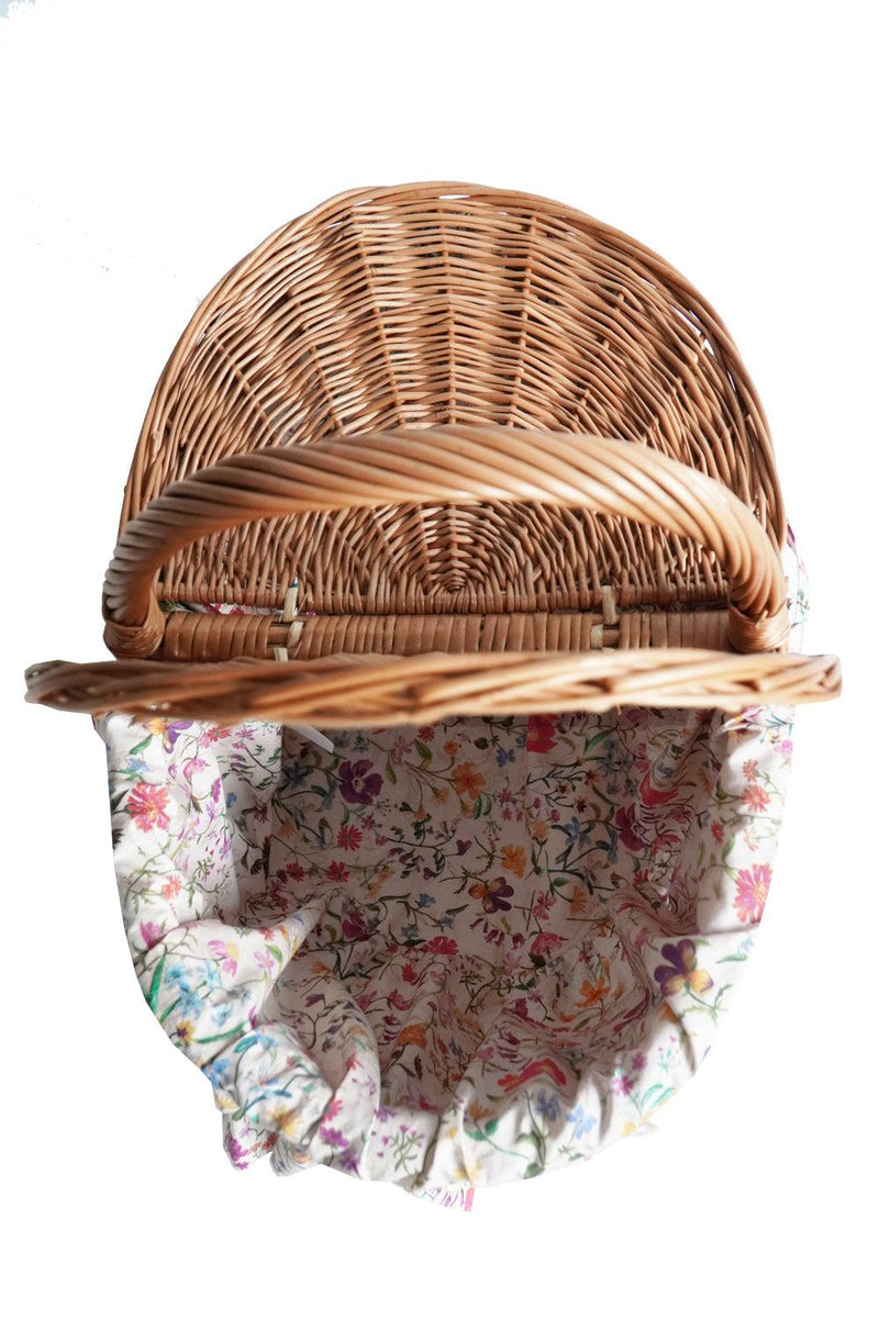 Oval Picnic Basket made with Liberty Fabric LINEN GARDEN - Coco & Wolf