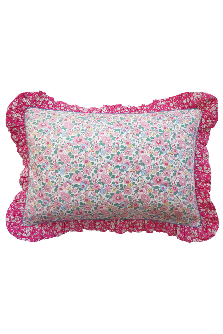 Oblong Ruffle Cushion made with Liberty Fabric BETSY CANDY FLOSS