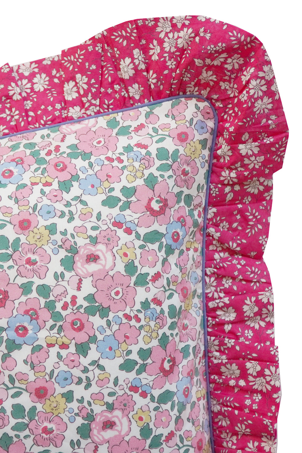 Oblong Ruffle Cushion made with Liberty Fabric BETSY CANDY FLOSS