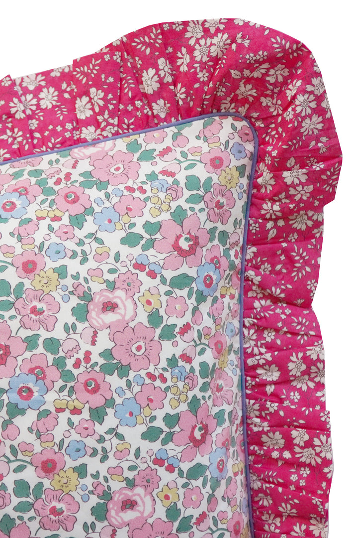 Oblong Ruffle Cushion made with Liberty Fabric BETSY CANDY FLOSS