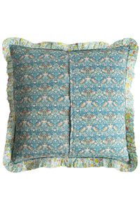 Ruffle Cushion made with Liberty Fabric STRAWBERRY THIEF & BETSY SAGE