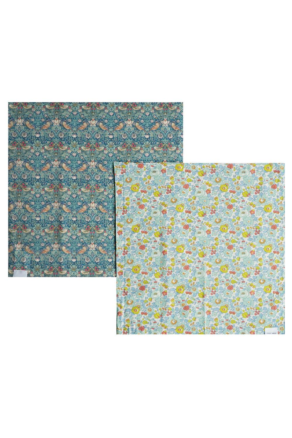 Reversible Stitch Napkin Set made with Liberty Fabric BETSY SAGE & STRAWBERRY THIEF - Coco & Wolf