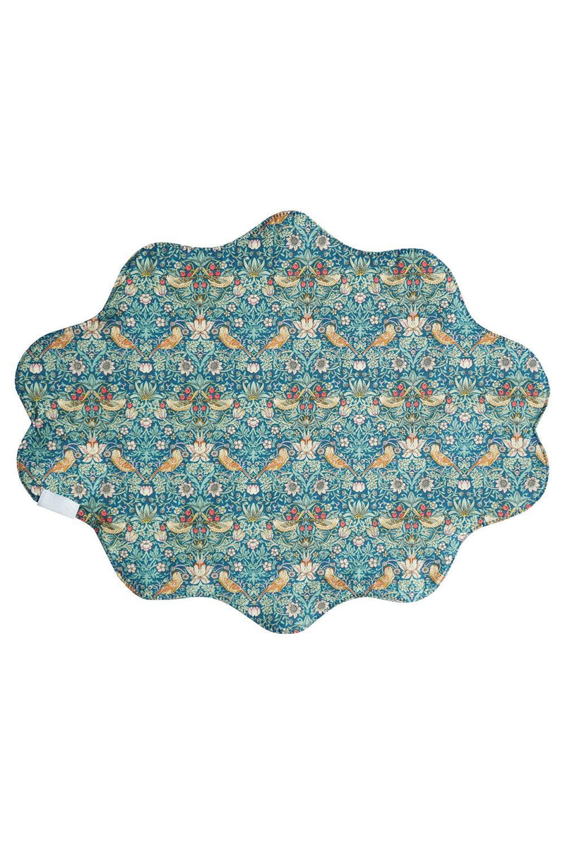 Reversible Wavy Placemat made with Liberty Fabric BETSY SAGE & STRAWBERRY THIEF - Coco & Wolf