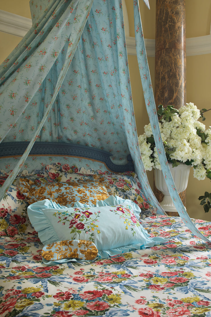 Bridgerton Fitted Sheet made with Liberty Fabric GARDEN BLOOMS BLUE