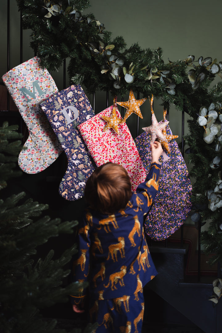 Christmas Stocking made with Liberty Fabric CAPEL MUSTARD