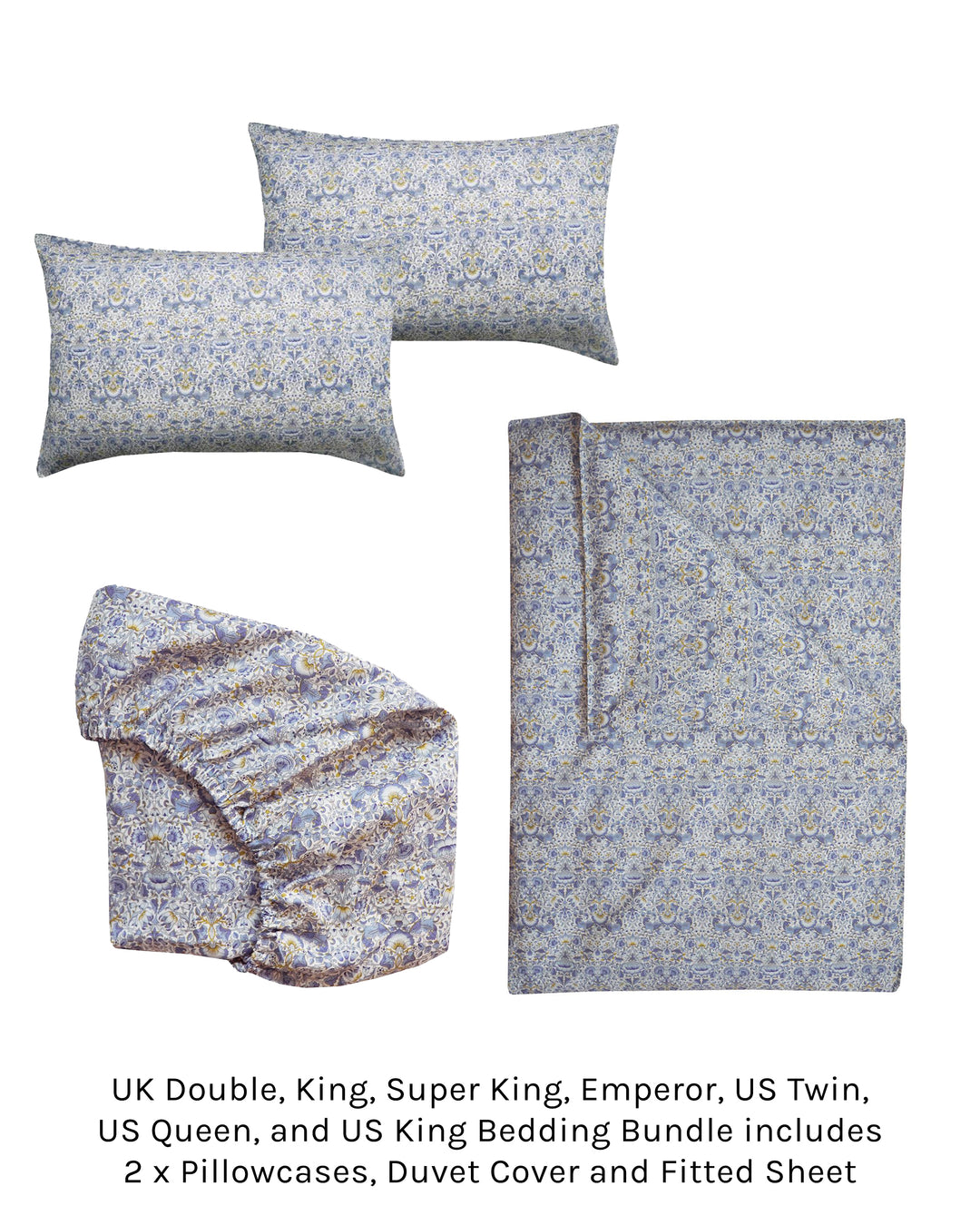 Duvet Set made with Liberty Fabric LODDEN CHINA BLUE
