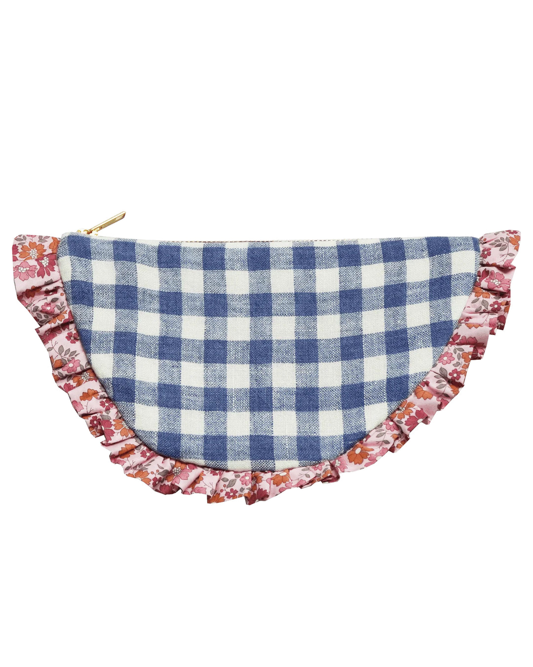 Ruffle Pouch in Linen Gingham with Liberty Fabric CAPEL FLORET