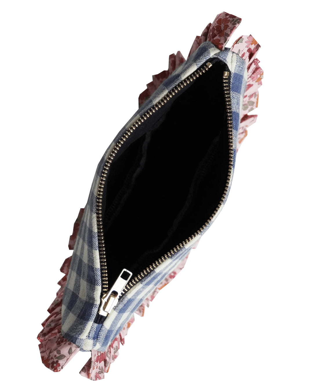 Ruffle Pouch in Linen Gingham with Liberty Fabric CAPEL FLORET