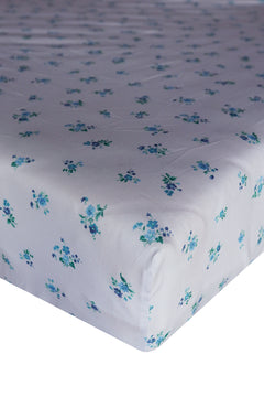 Bridgerton Fitted Sheet made with Liberty Fabric POSY CORSAGE BLUE