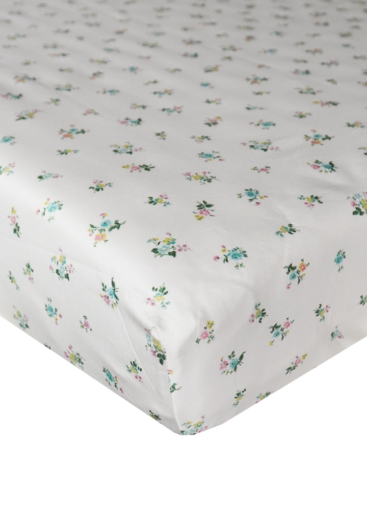 Bridgerton Fitted Sheet made with Liberty Fabric POSY CORSAGE YELLOW