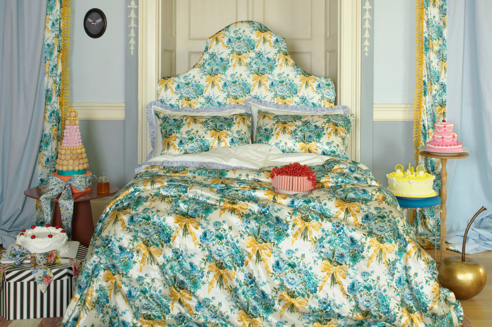 Complete Bedding Set made with Liberty Fabric POSY CORSAGE BLUE