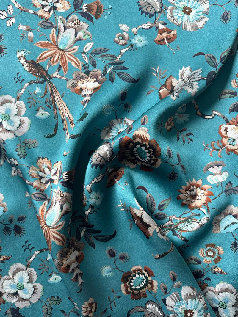 Liberty Fabric Belgravia Silk Satin JANNAH TEAL