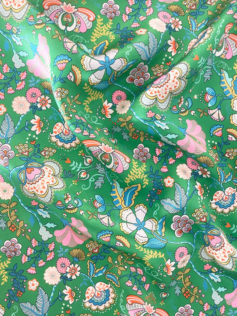 Liberty Fabric Belgravia Silk Satin MABELLE HALL GREEN