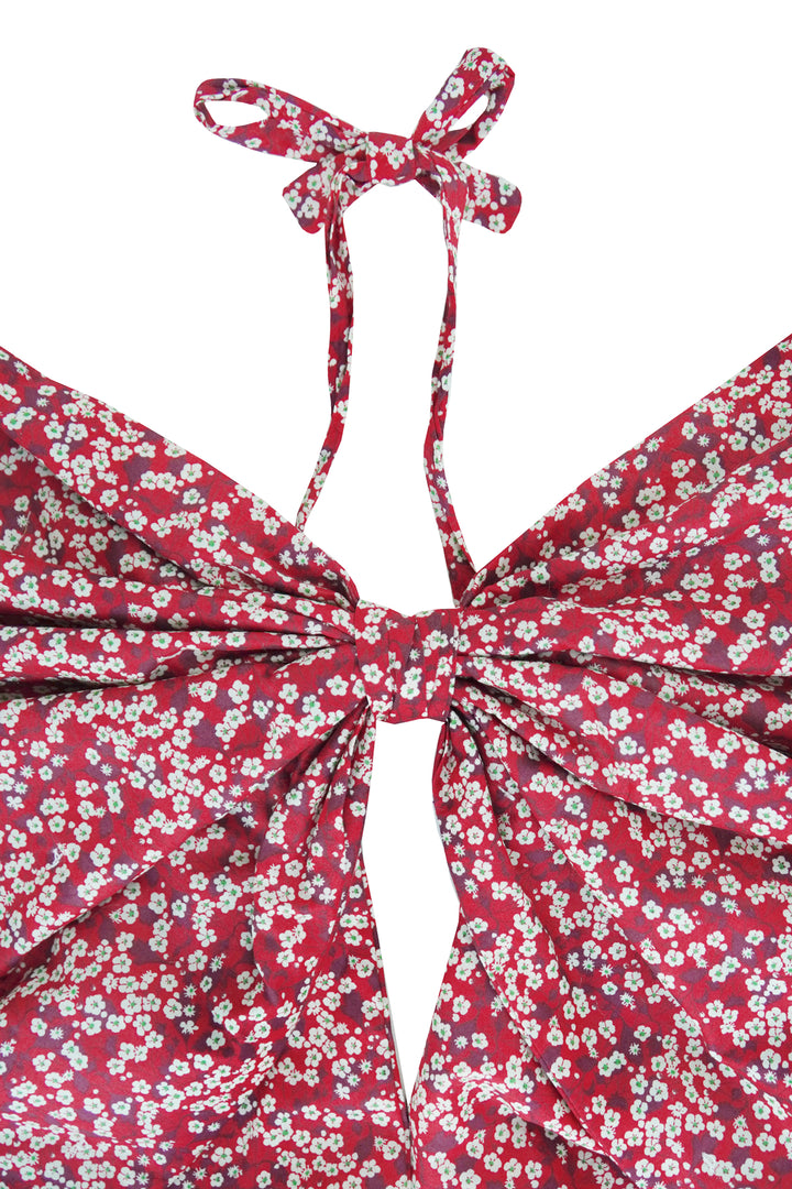 Oversized Decorative Bow made with Liberty Fabric MITSI VALERIA RED