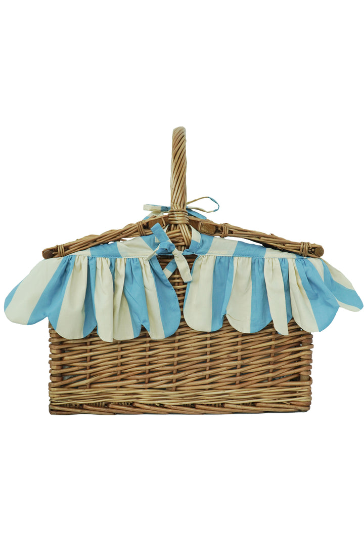Rectangular Picnic Basket Hamper made with Liberty Fabric VACATION STRIPE