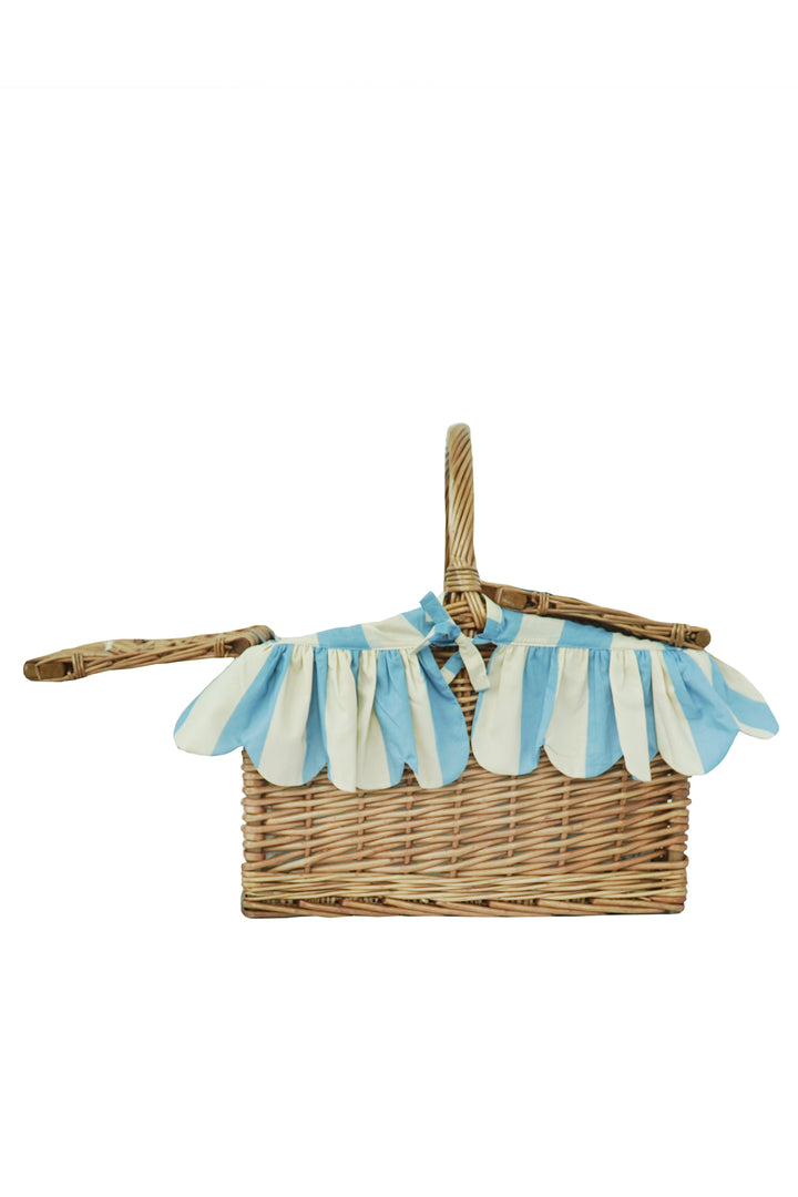Rectangular Picnic Basket Hamper made with Liberty Fabric VACATION STRIPE