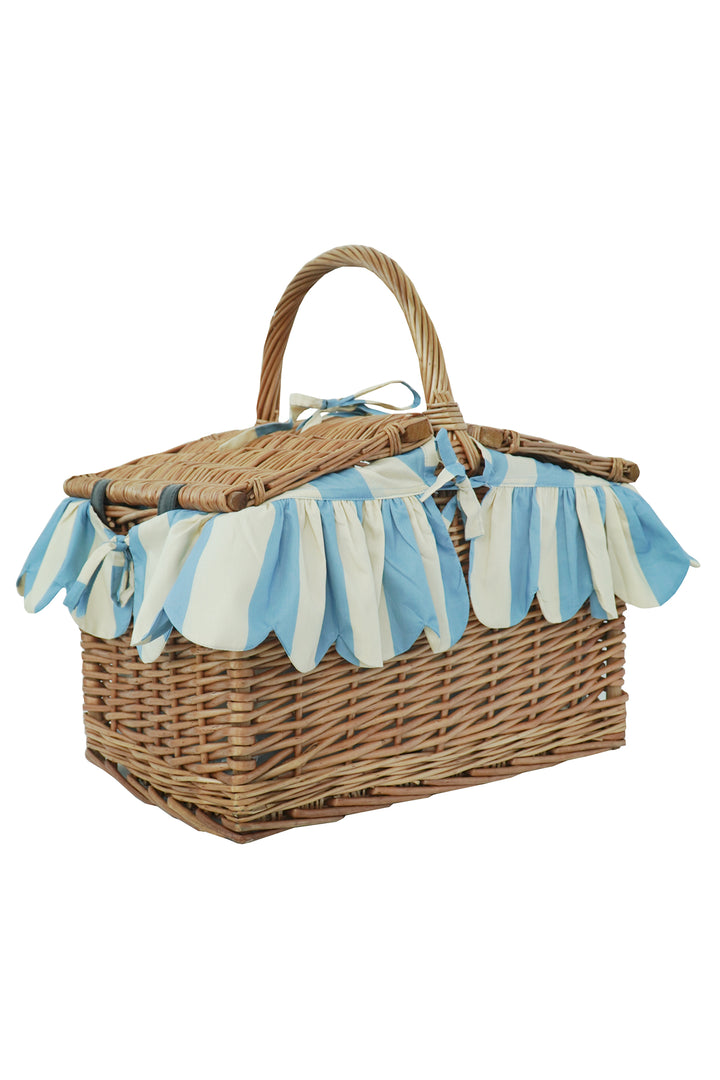 Rectangular Picnic Basket Hamper made with Liberty Fabric VACATION STRIPE