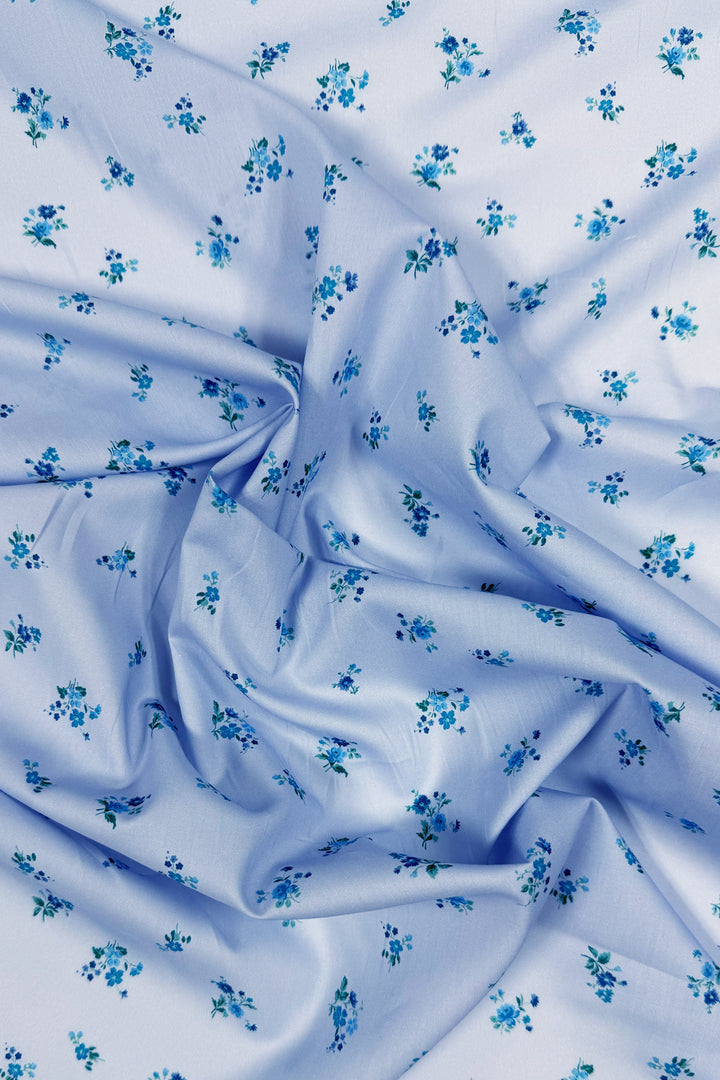 Bridgerton Reversible Scallop Corner Tablecloth made with Liberty Fabric AMELIE LUISE & POSY CORSAGE BLUE
