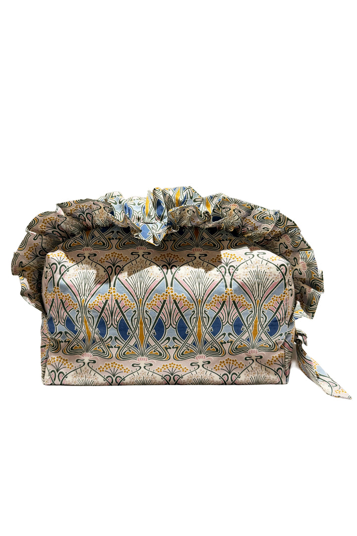 Ruffle-Detail Zip Top Pouch made with Liberty Fabric IANTHE