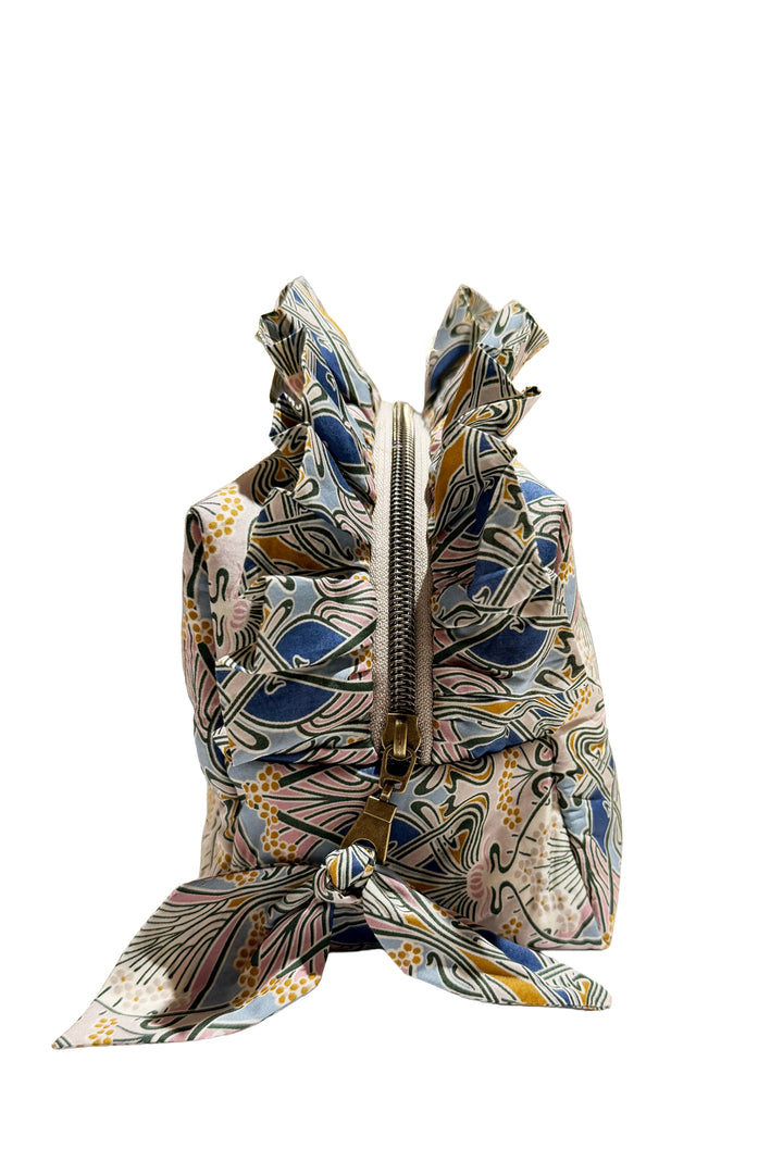 Ruffle-Detail Zip Top Pouch made with Liberty Fabric IANTHE
