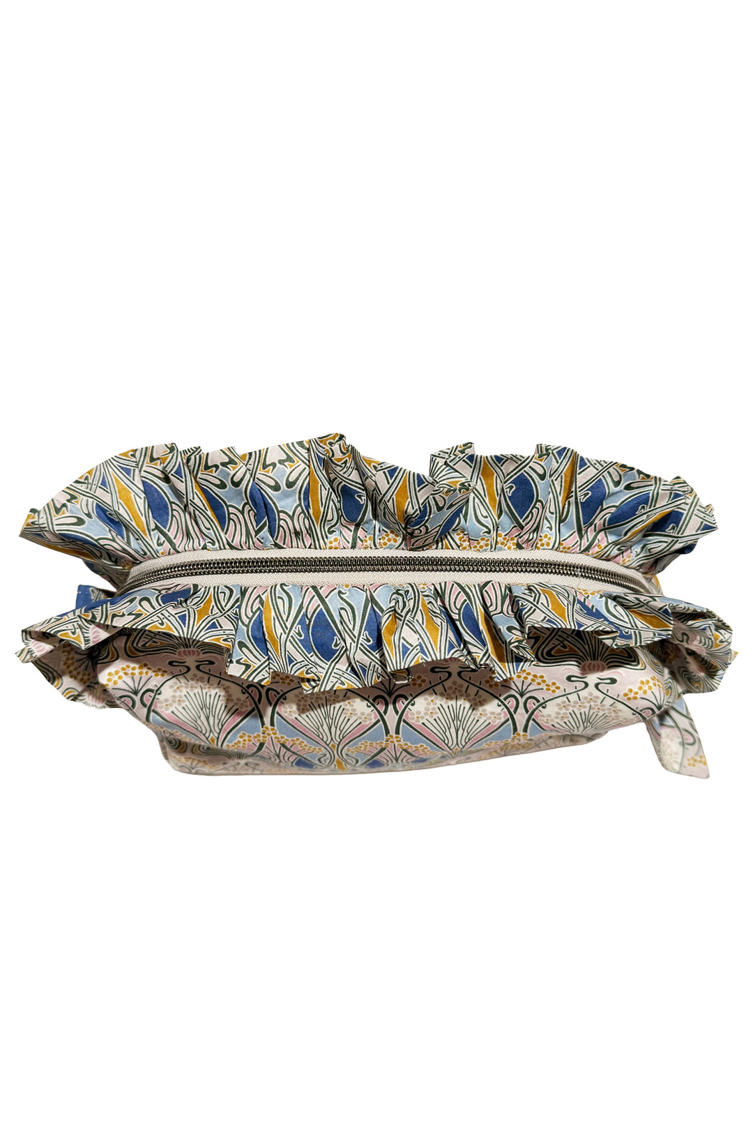 Ruffle-Detail Zip Top Pouch made with Liberty Fabric IANTHE