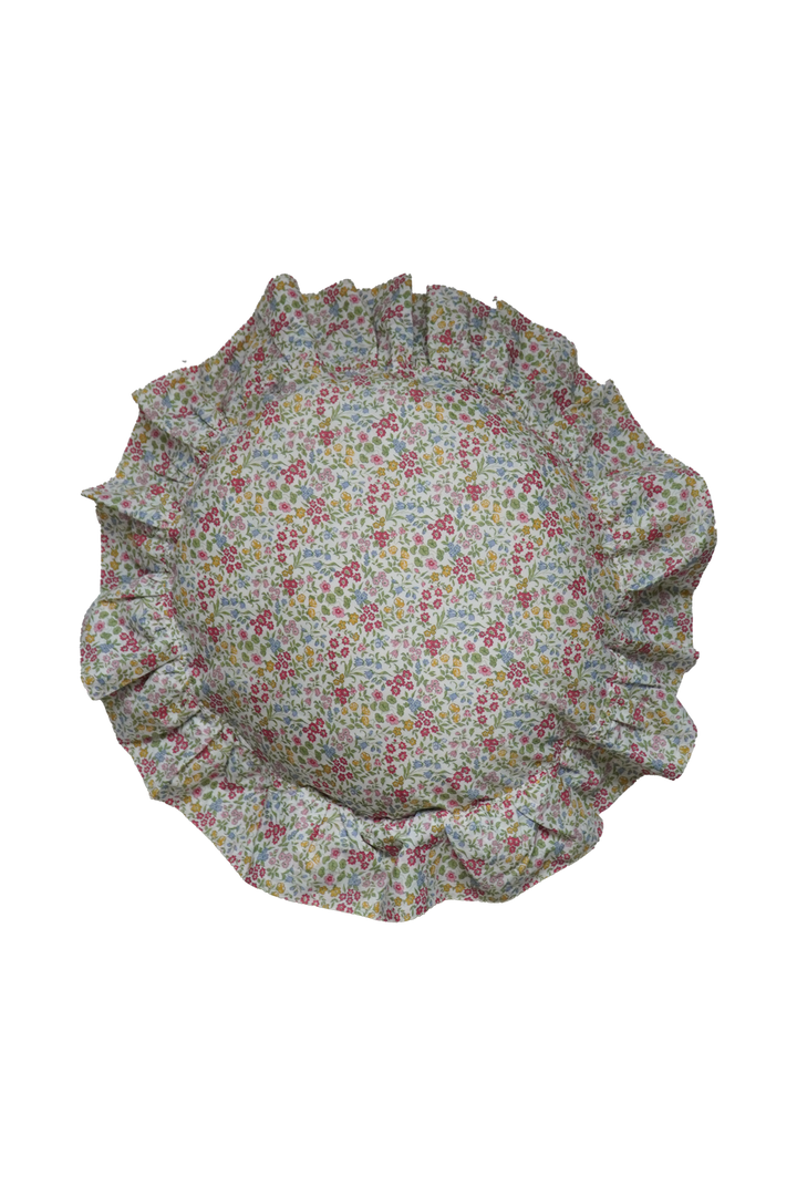 Ruffle Circle Cushion made with Liberty Fabric LILIBET