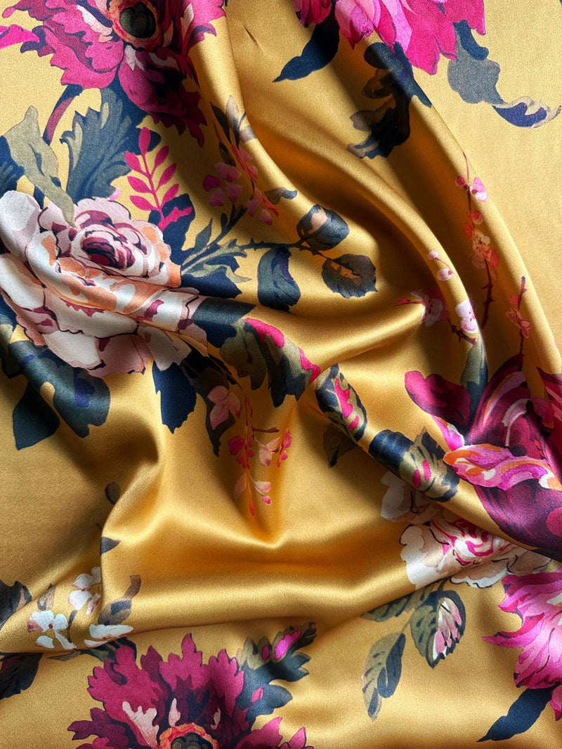 Liberty Fabric Belgravia Silk Satin STATELY KRISTINA MUSTARD