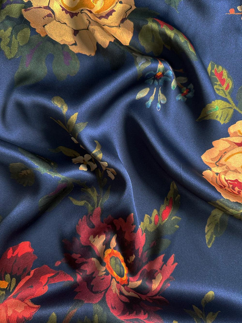 Liberty Fabric Belgravia Silk Satin STATLEY KRISTINA NAVY