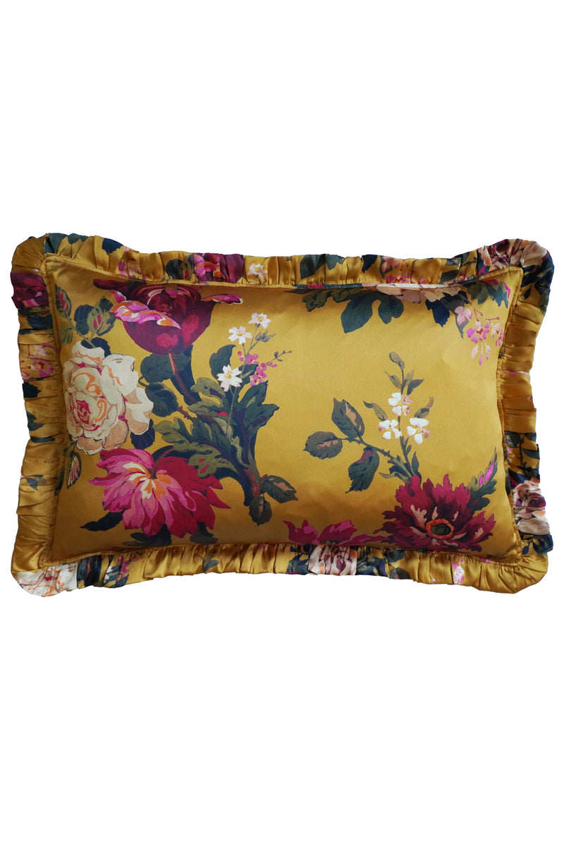 Silk Oblong Ruffle Cushion made with Liberty Fabric STATELY KRISTINA