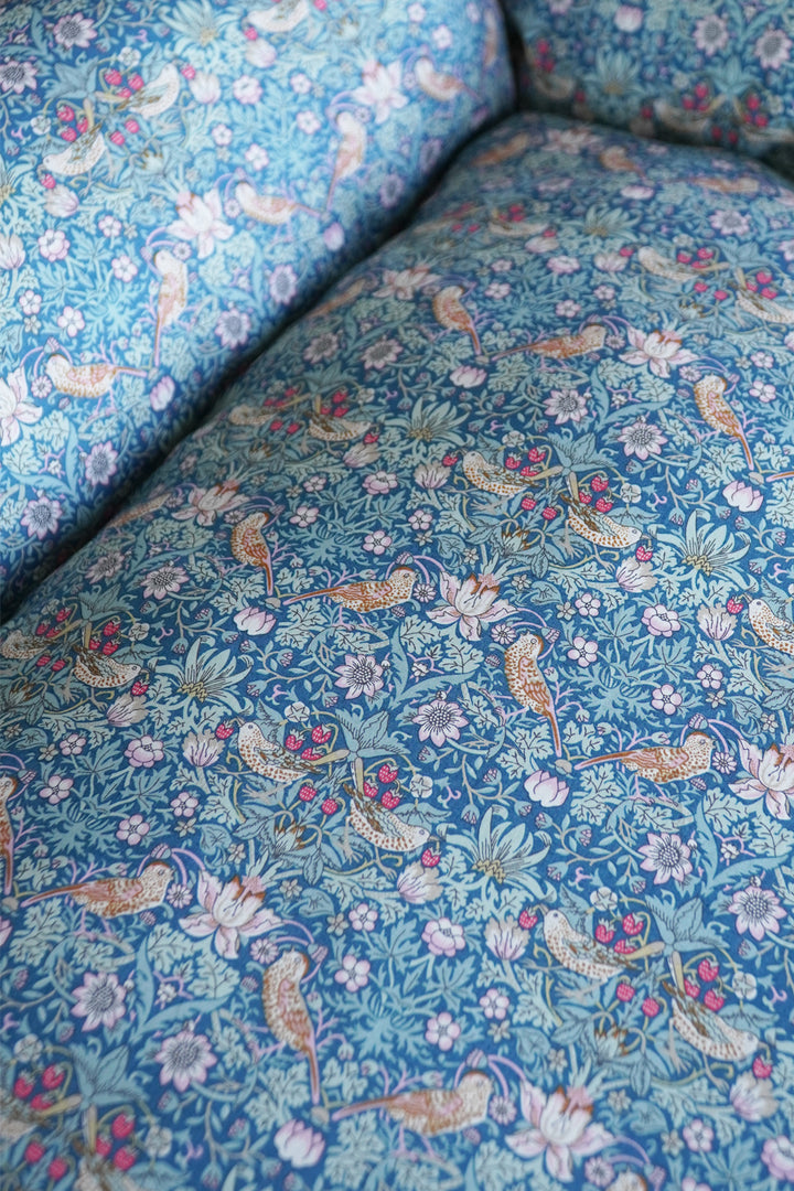 Square Tie-Corner Pet Bed made with Liberty Fabric STRAWBERRY THIEF