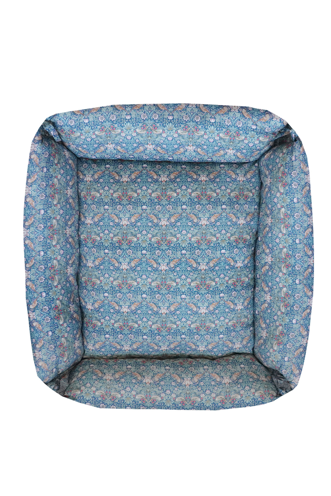 Square Tie-Corner Pet Bed made with Liberty Fabric STRAWBERRY THIEF