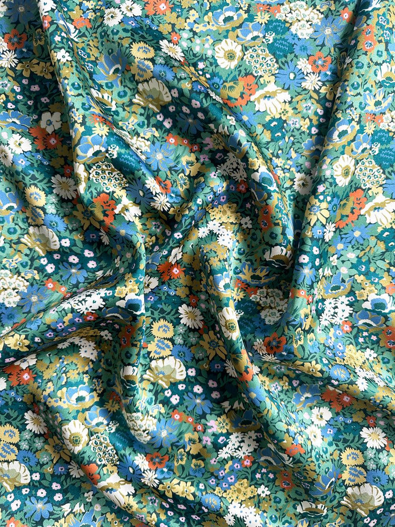 Liberty Fabric Belgravia Silk Satin THORPENESS GREEN