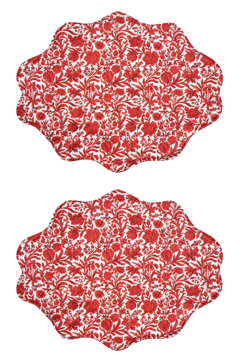 Reversible Wavy Placemat made with Liberty Fabric SAMBOURNE RED & MITSI VALERIA RED