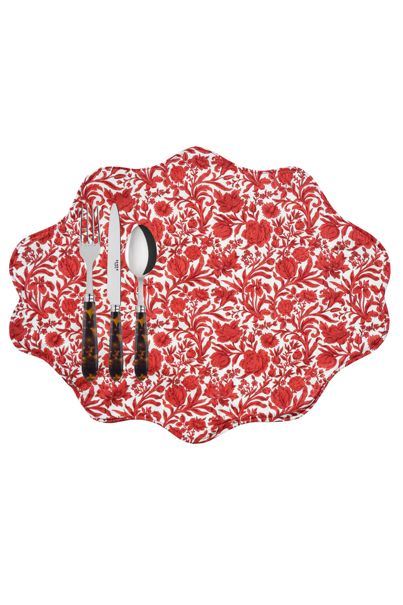 Reversible Wavy Placemat made with Liberty Fabric SAMBOURNE RED & MITSI VALERIA RED