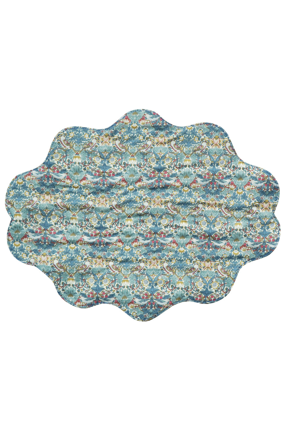 Reversible Wavy Placemat made with Liberty Fabric THORPE RUST & STRAWBERRY THIEF SPRING BLUE