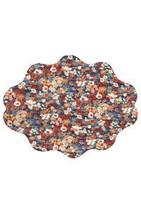 Reversible Wavy Placemat made with Liberty Fabric THORPE RUST & STRAWBERRY THIEF SPRING BLUE