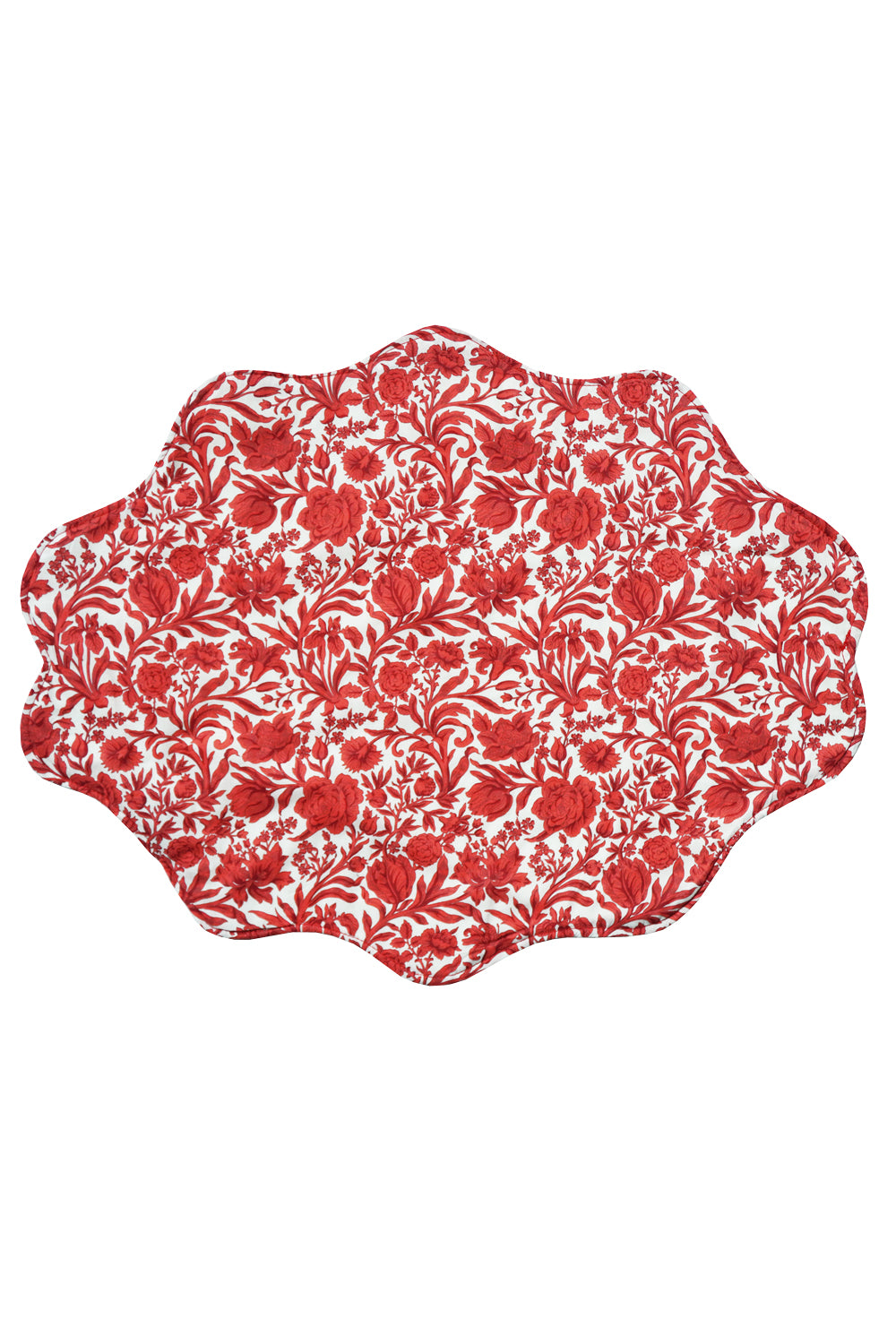 Reversible Wavy Placemat made with Liberty Fabric SAMBOURNE RED & MITSI VALERIA RED