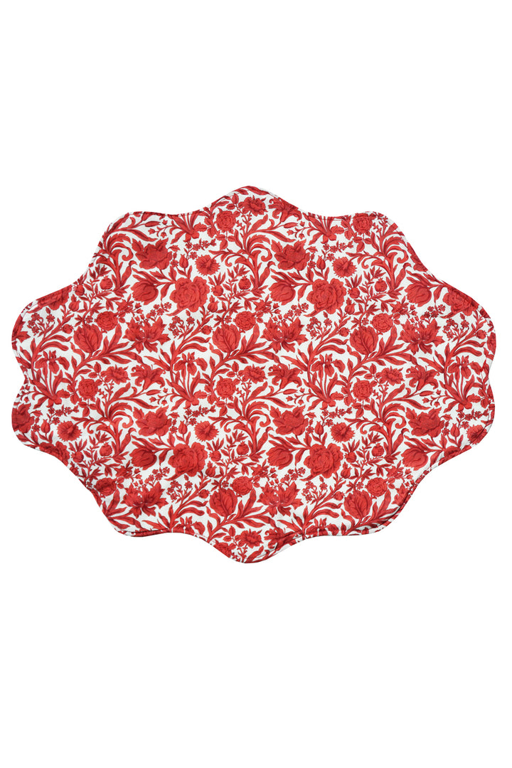 Reversible Wavy Placemat made with Liberty Fabric SAMBOURNE RED & MITSI VALERIA RED