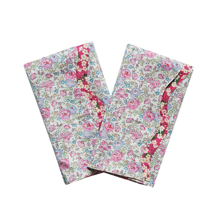 Reversible Wavy Napkin Set made with Liberty Fabric MITSI ORGANIC & FELICITE PINK