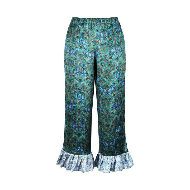 Women's Silk Pyjama Trousers made with Liberty Fabric PEACOCK MANOR