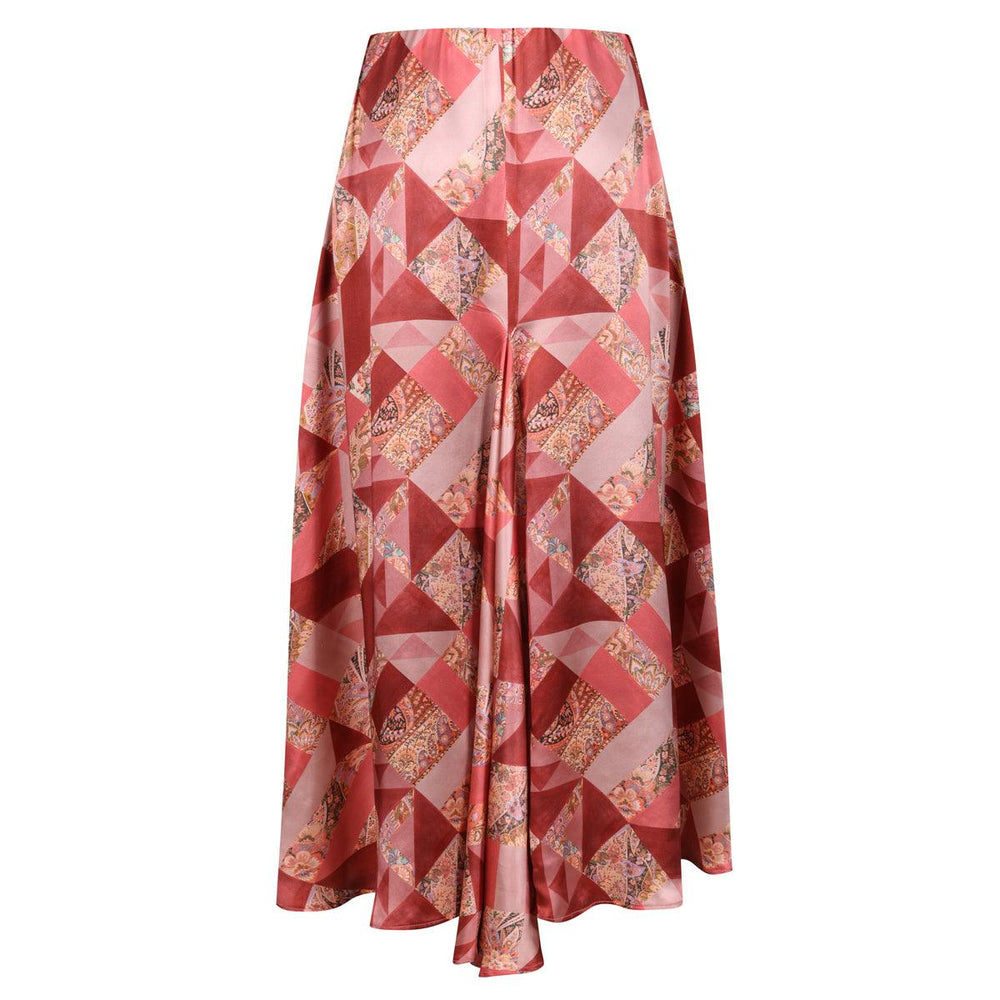 AHB atelier Women's Liberty Silk Eastern Patchwork Maxi Godet Skirt - Coco & Wolf