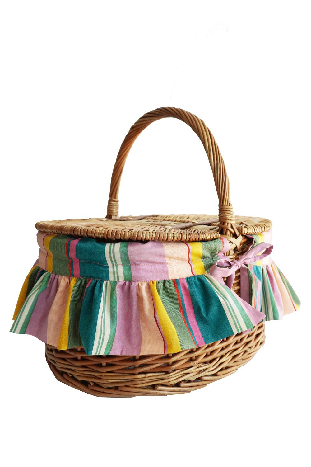 Oval Picnic Basket made with Liberty Fabric ARCHIVE SWATCH - Coco & Wolf