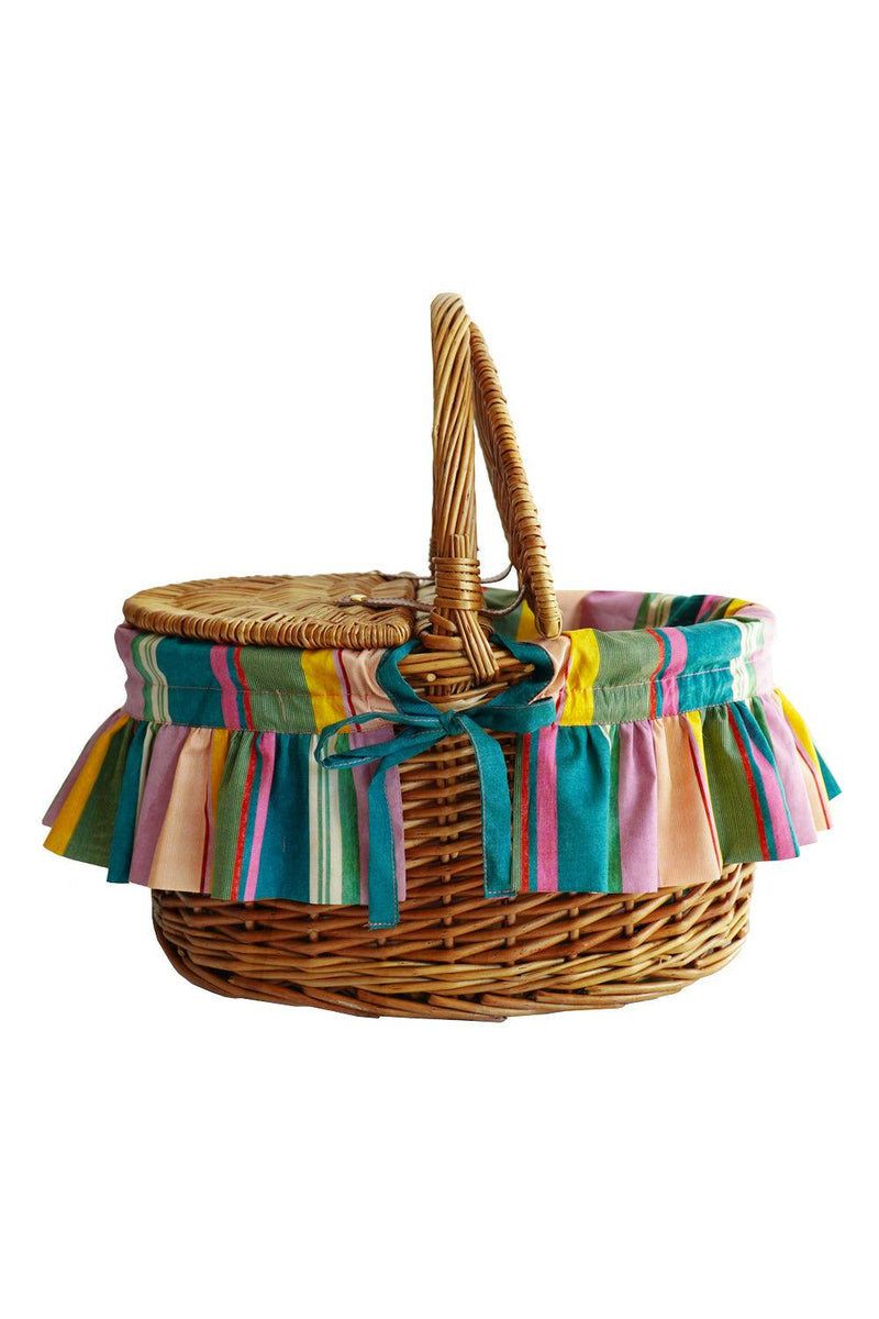 Oval Picnic Basket made with Liberty Fabric ARCHIVE SWATCH - Coco & Wolf