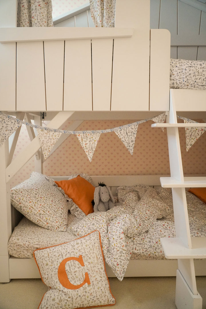 Bedding made with Liberty Fabric THEO GREEN