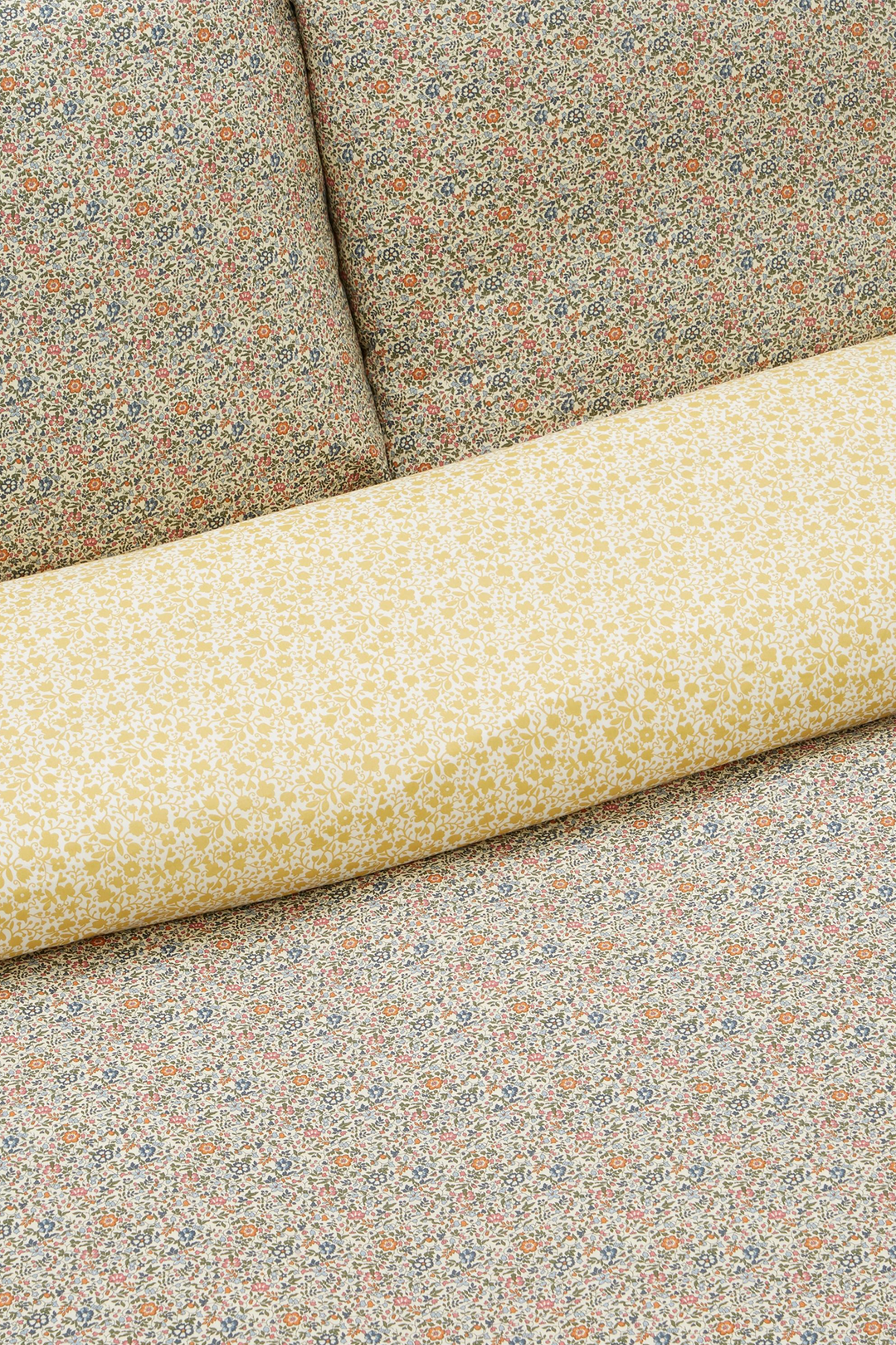 Bedding made with Liberty Fabric KATIE AND MILLIE ORANGE & FLORAL STENCIL HONEY