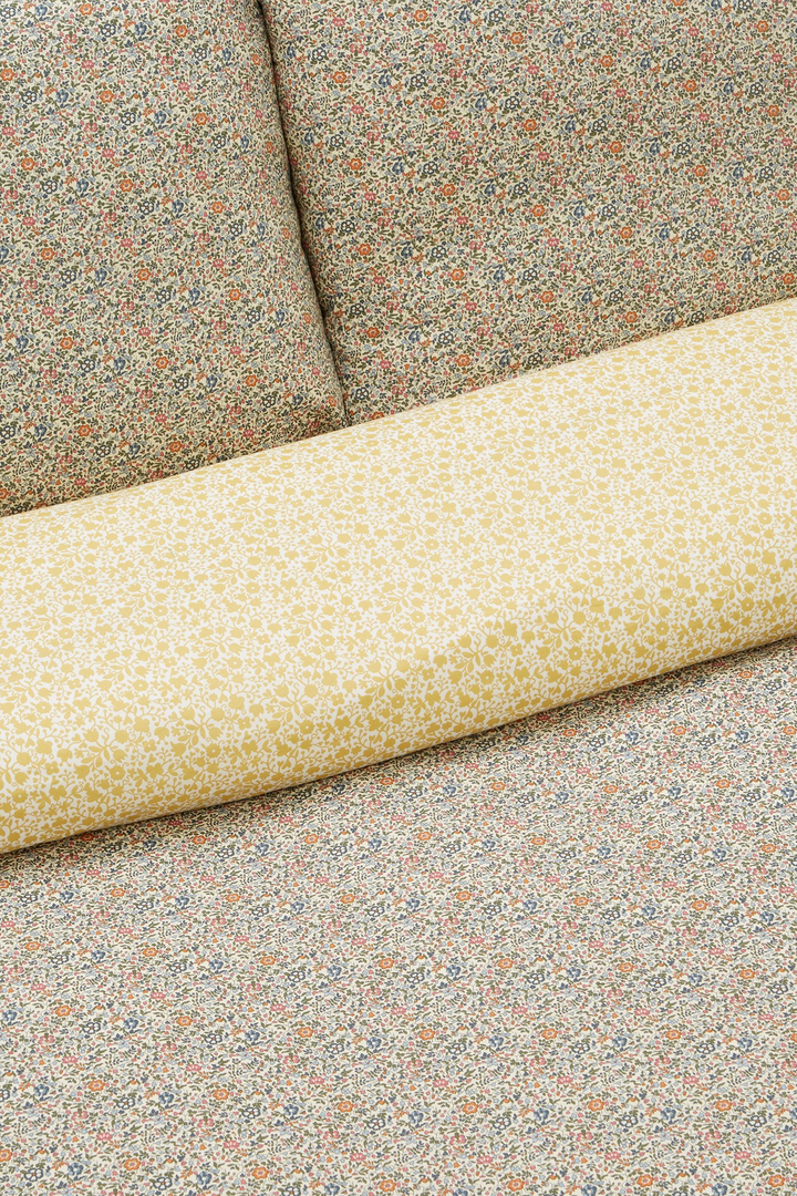 Bedding made with Liberty Fabric KATIE AND MILLIE ORANGE & FLORAL STENCIL HONEY