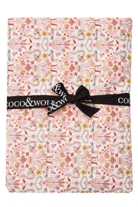 Bedding made with Liberty Fabric LOVE BIRDS & FLORAL STENCIL PINK - Coco & Wolf