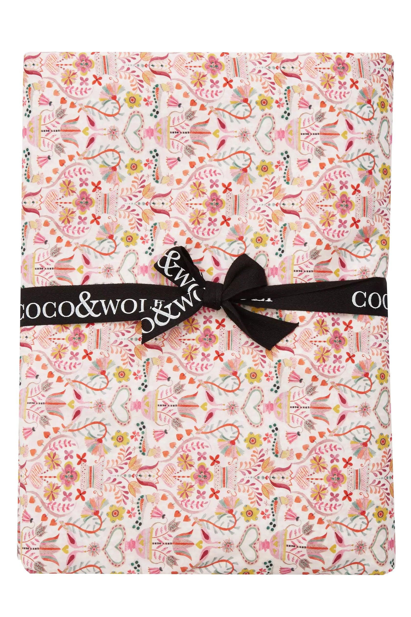 Bedding made with Liberty Fabric LOVE BIRDS & FLORAL STENCIL PINK - Coco & Wolf