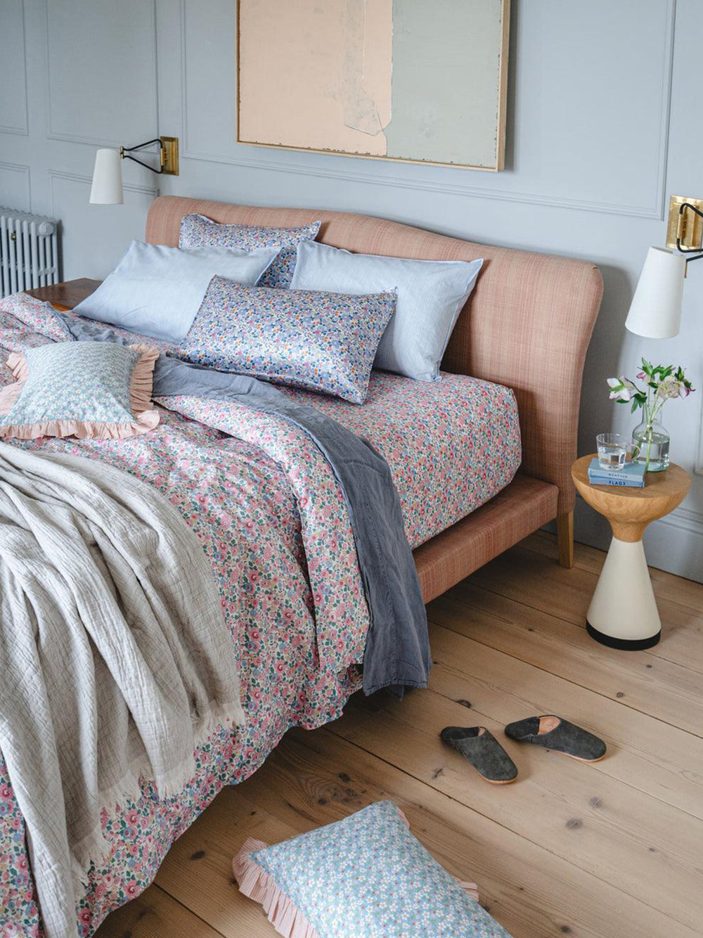 Complete Bedding Set made with Liberty Fabric BETSY BLOSSOM PINK