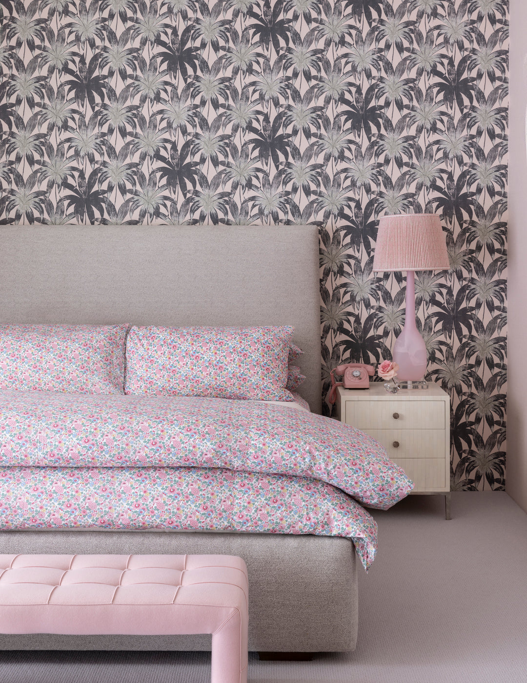 Flat Top Sheet made with Liberty Fabric BETSY BLOSSOM PINK